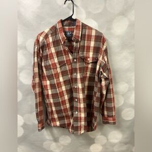 Roper rust plaid button‎ down long sleeve men’s shirt size large